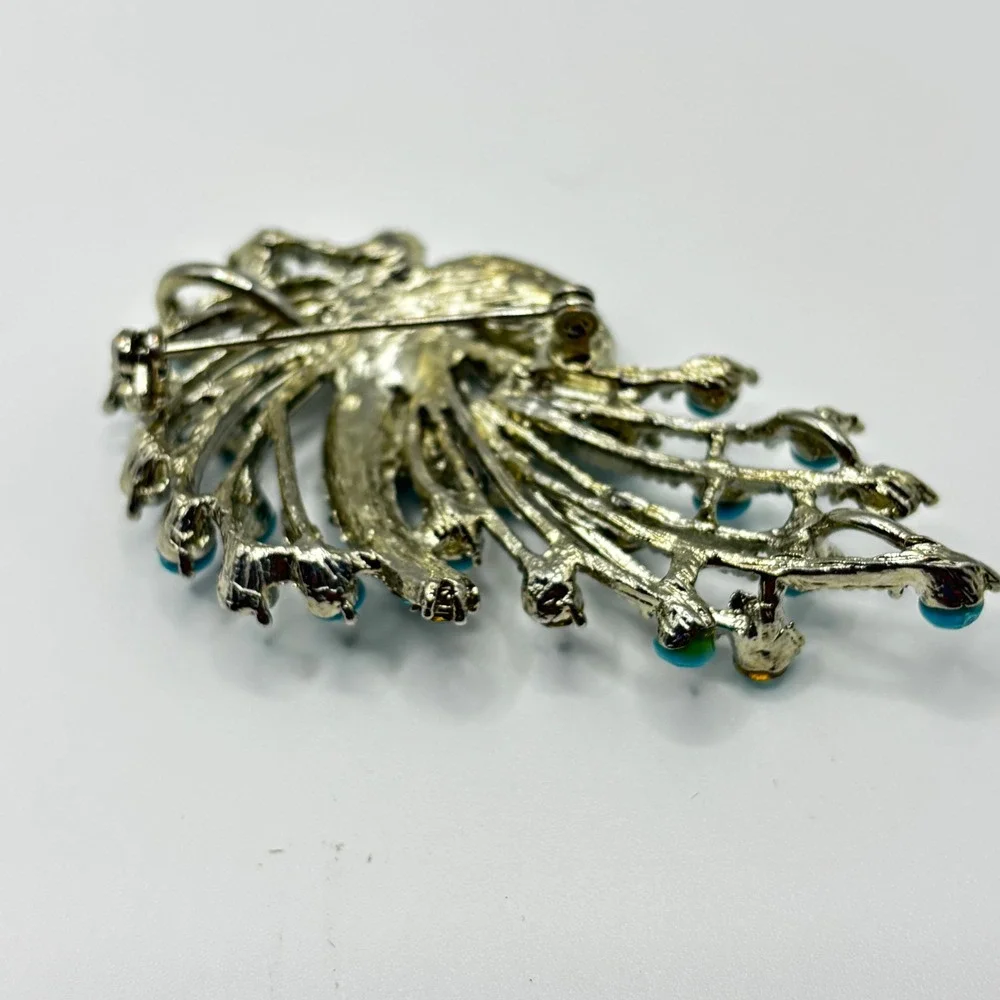 Sonoma Life Style Turquoise Blue Rhinestone Silver Tone Spray Brooch‎ Pin NEW
